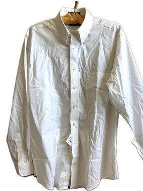 Claybrooke Men Button Down White Shirt Sz 15 1/2  34/35 Med NWT